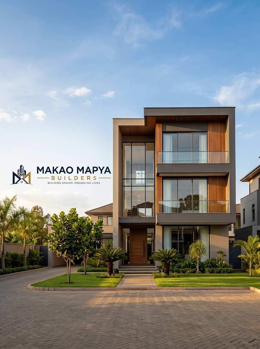 Modern house with solar-ready roof design, Makao Mapya Builders solar solutions installation in Kenya
